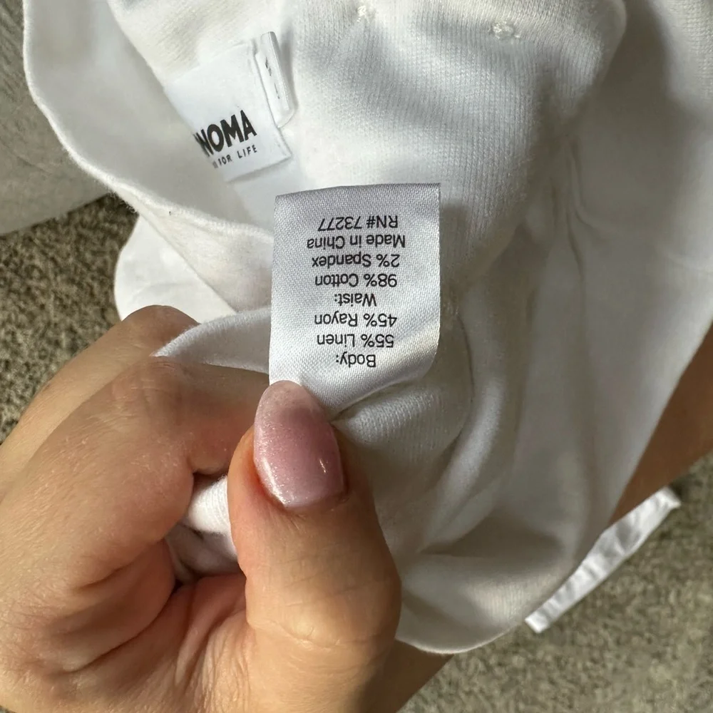 Maternity white Linen wide leg pants size 6 fold over waistband Beach Summer - Picture 4 of 6